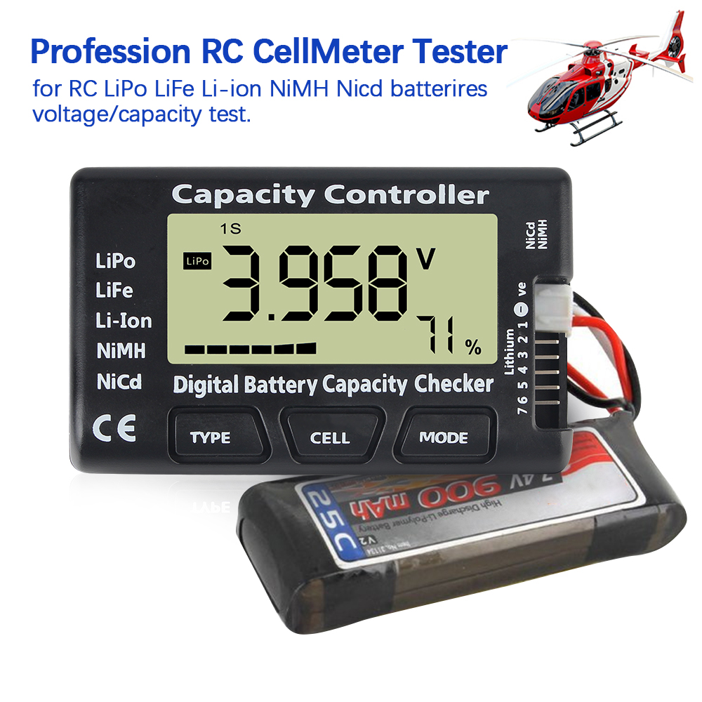 Drone Battery Voltage Checker - For Li-ion LiFe Nimh Nicd Lipo