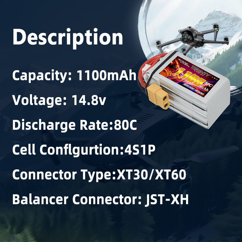 TERANTY 4S 1100mAh 80C/160C Li – обзор и цена Drone Battery Plate