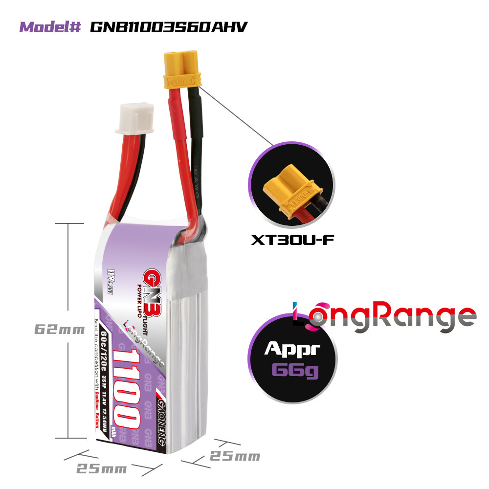 GNB 1100mAh 2S 3S 4S 6S 60C/12 – обзор и цена Drone Battery 3S