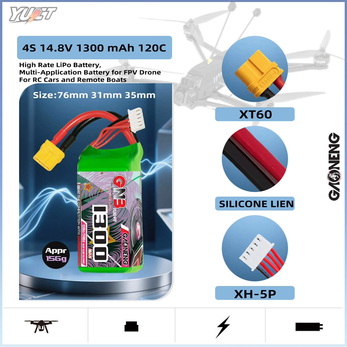 YUCT GNB 6S LiPo Battery 22.2V – обзор и цена Drone Battery 6S
