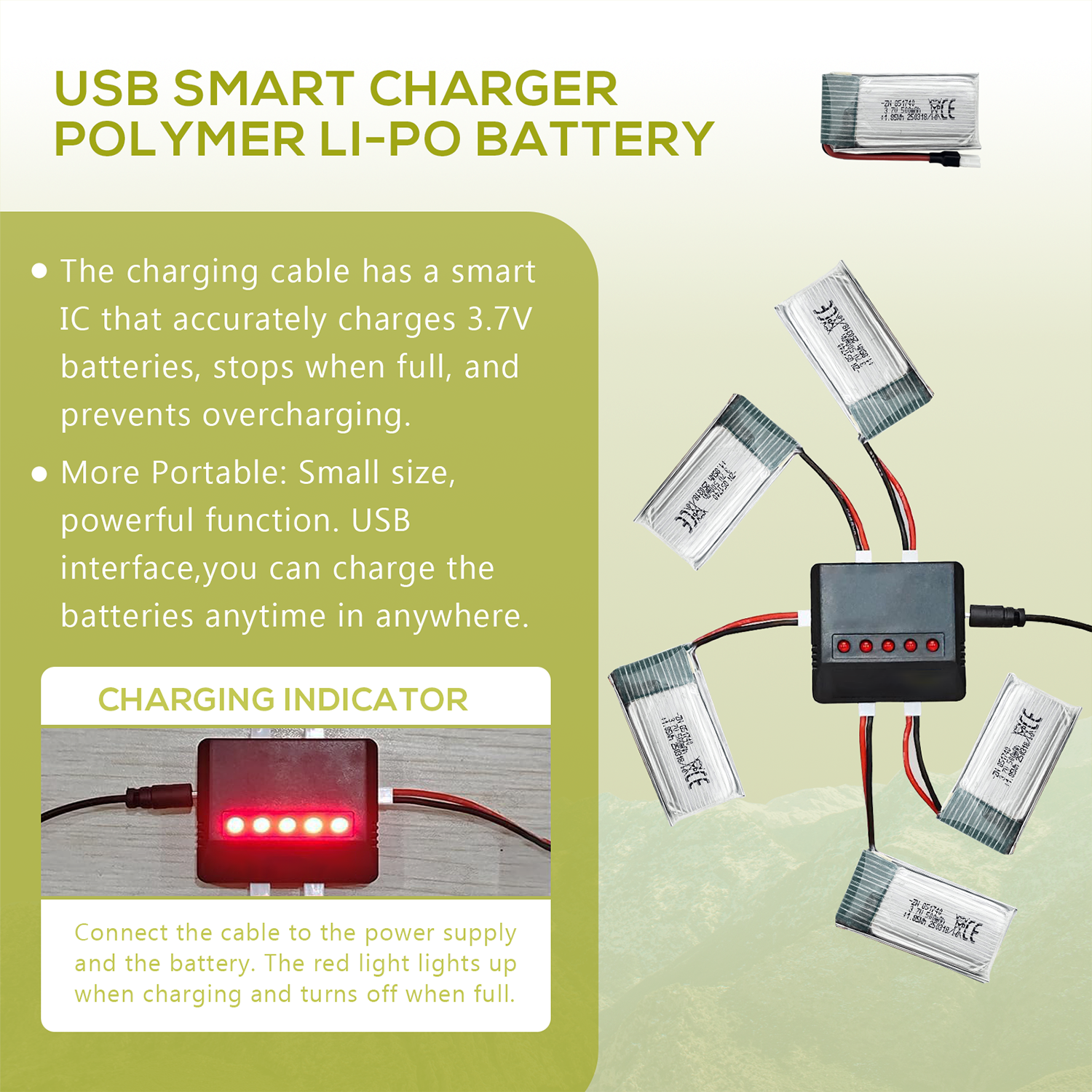 5Pcs 3.7V 500mAh LiPo Batterie – обзор и цена Drone Battery Charger